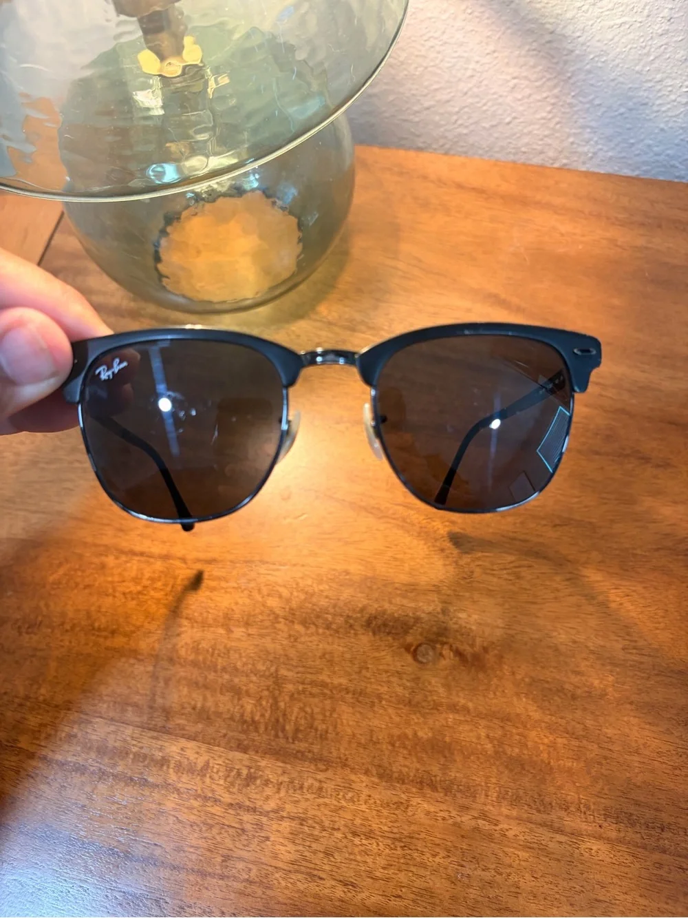 Ray-Ban Black Clubmaster-Style Sunglasses with Dark Lenses